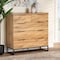Baxton Studio Franklin Modern and Contemporary Oak Finished Wood and Black Finished Metal 5-Drawer Bedroom Chest 180-13827-Zoro - alternate 8